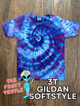 Load image into Gallery viewer, 3T Gildan swirl - purple and blues!
