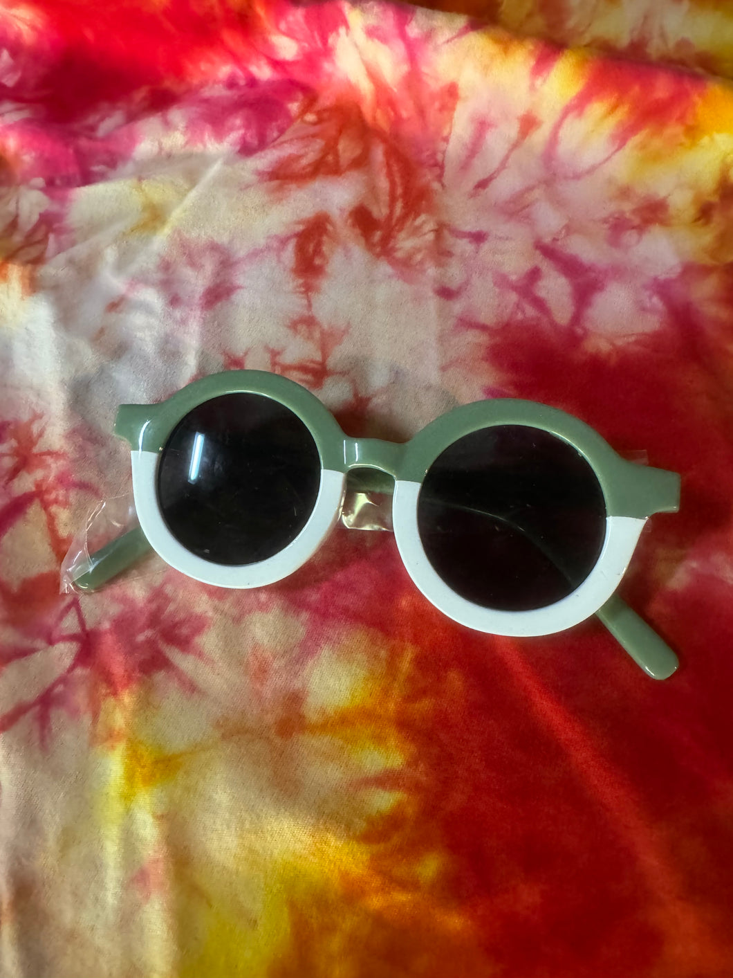 Toddler green and white sunglasses