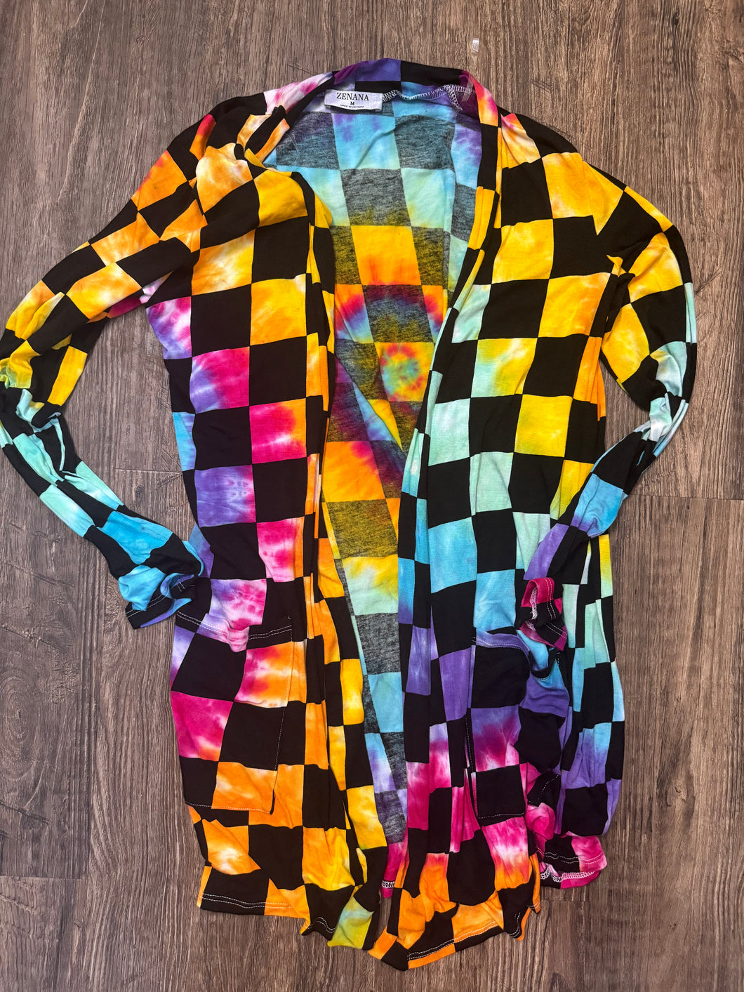 Rainbow Checkered Cardigan medium