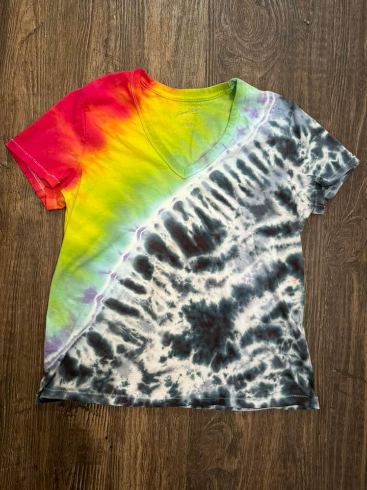 Upcycled rainbow storm shirt - Large