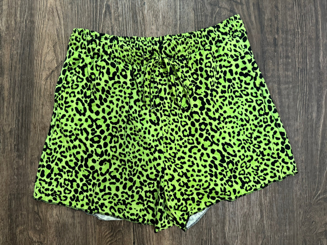 XL lime green leopard shorts