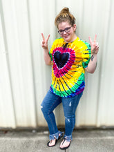 Load image into Gallery viewer, Black Heart Rainbow Tie Dye
