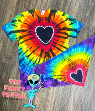 Load image into Gallery viewer, Black Heart Rainbow Tie Dye
