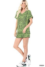 Load image into Gallery viewer, Large Lime Green lounge sets - shorts and short sleeves
